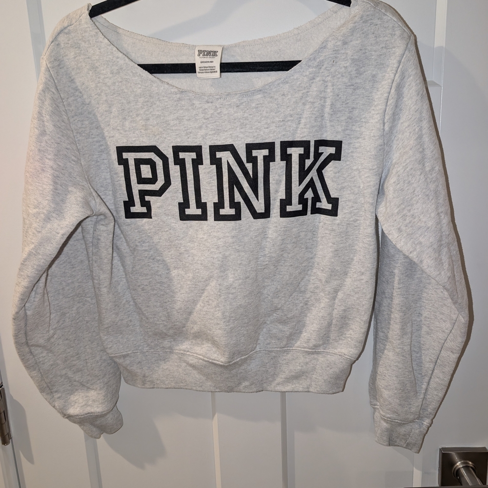 PINK Victoria's Secret Open Neck Gray Women's Sweater Size Small